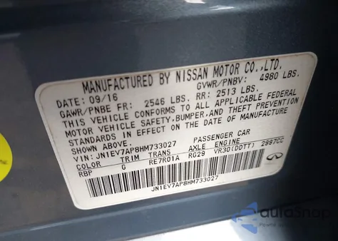 2017 Infiniti Q50 3.0T Premium from USA, damaged, VIN JN1EV7AP8HM733027